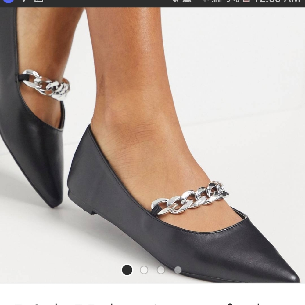 Aldo ASOS Black Vegan Leather Chain Flats sz 6